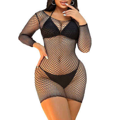 Long Sleeve Fishnet Bodycon Dress